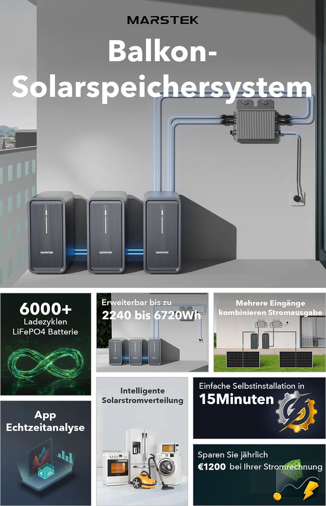Marstek P2500-D 2240Wh Zusatzspeicher für Balkonkraftwerke
