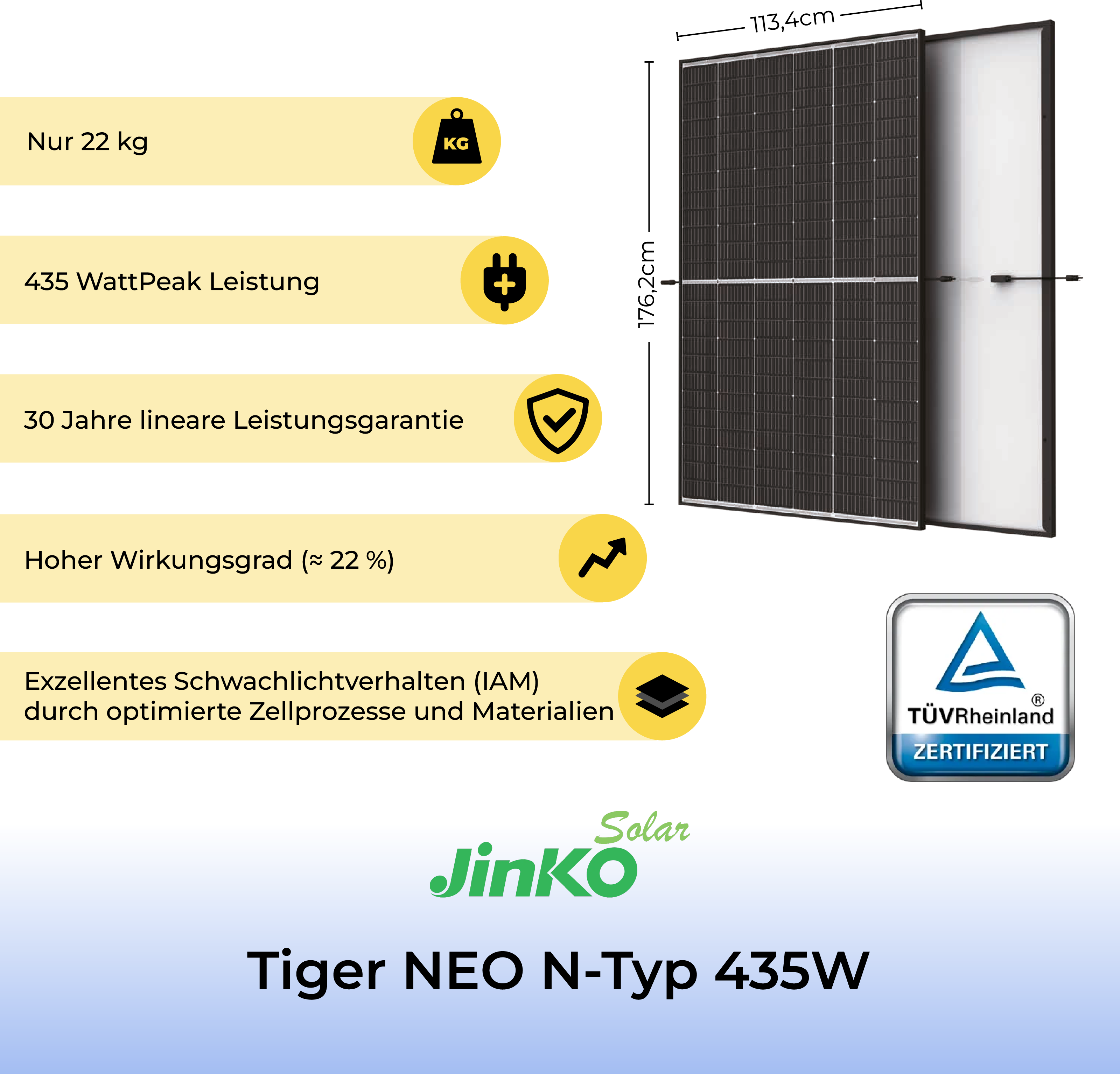 Solarmodul 435Wp Jinko (Tiger Neo JKM435N-54HL4R-B) Full Black