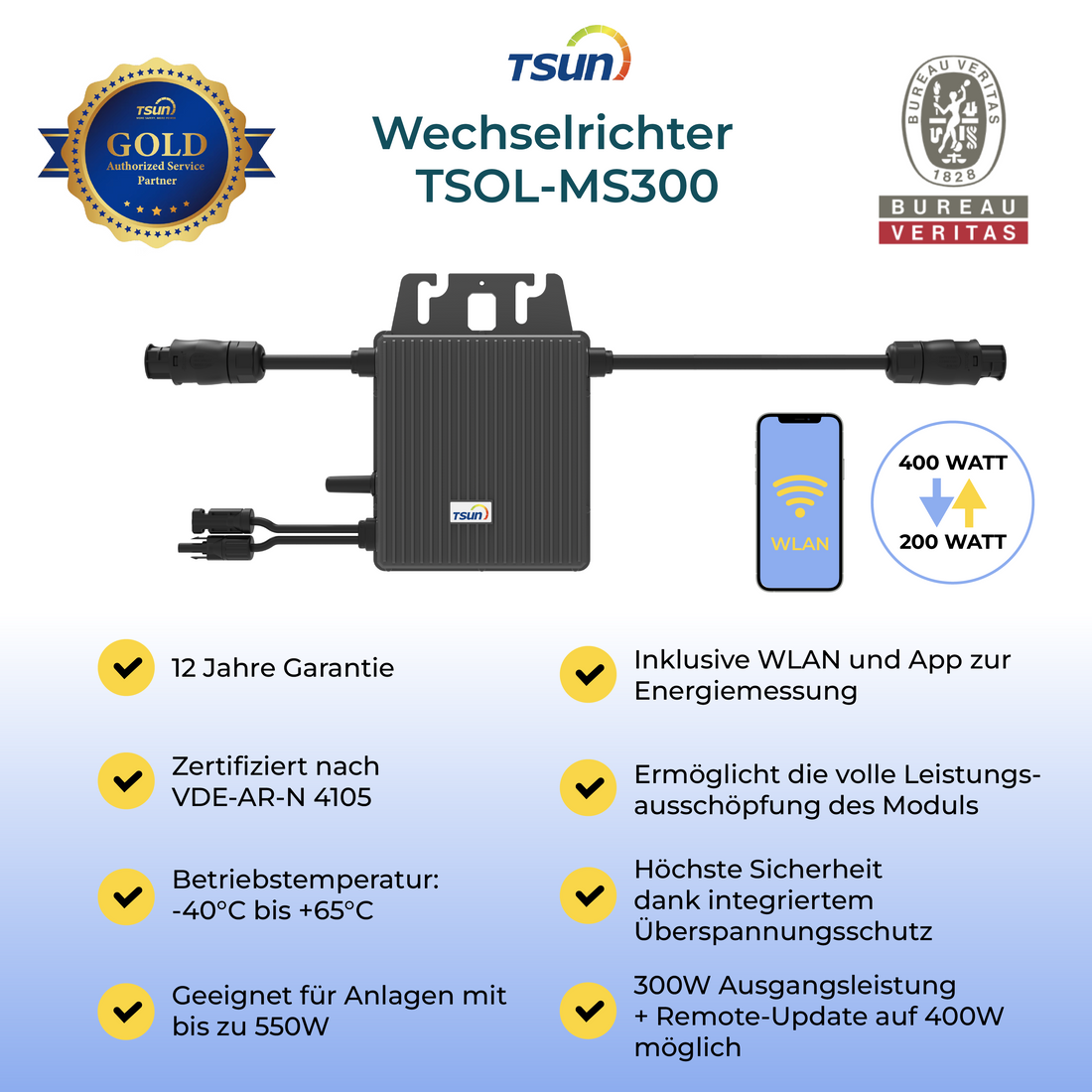 Mikrowechselrichter 300 Watt TSUN TSOL-MS300