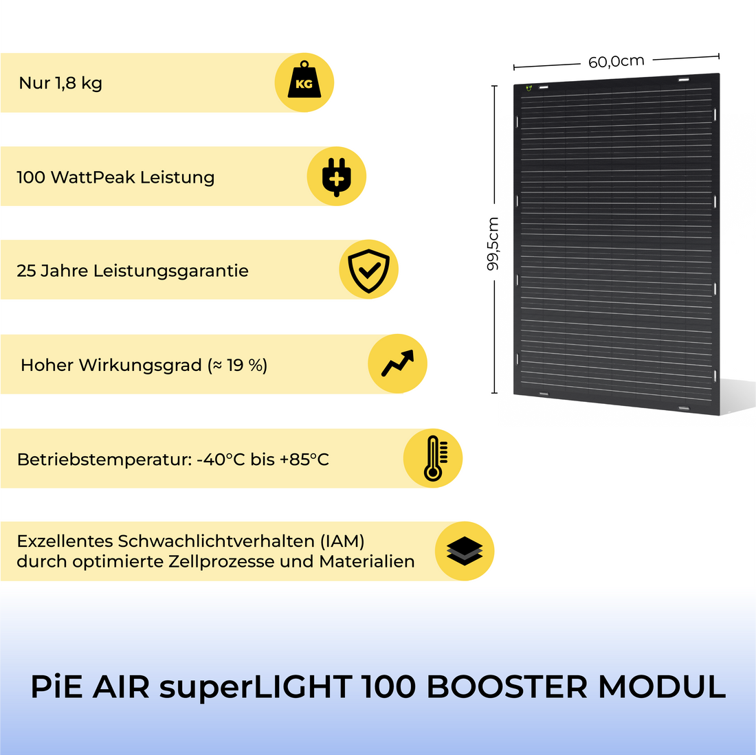 PiE AIR superLIGHT 100 flexible Solarpanel (Single)