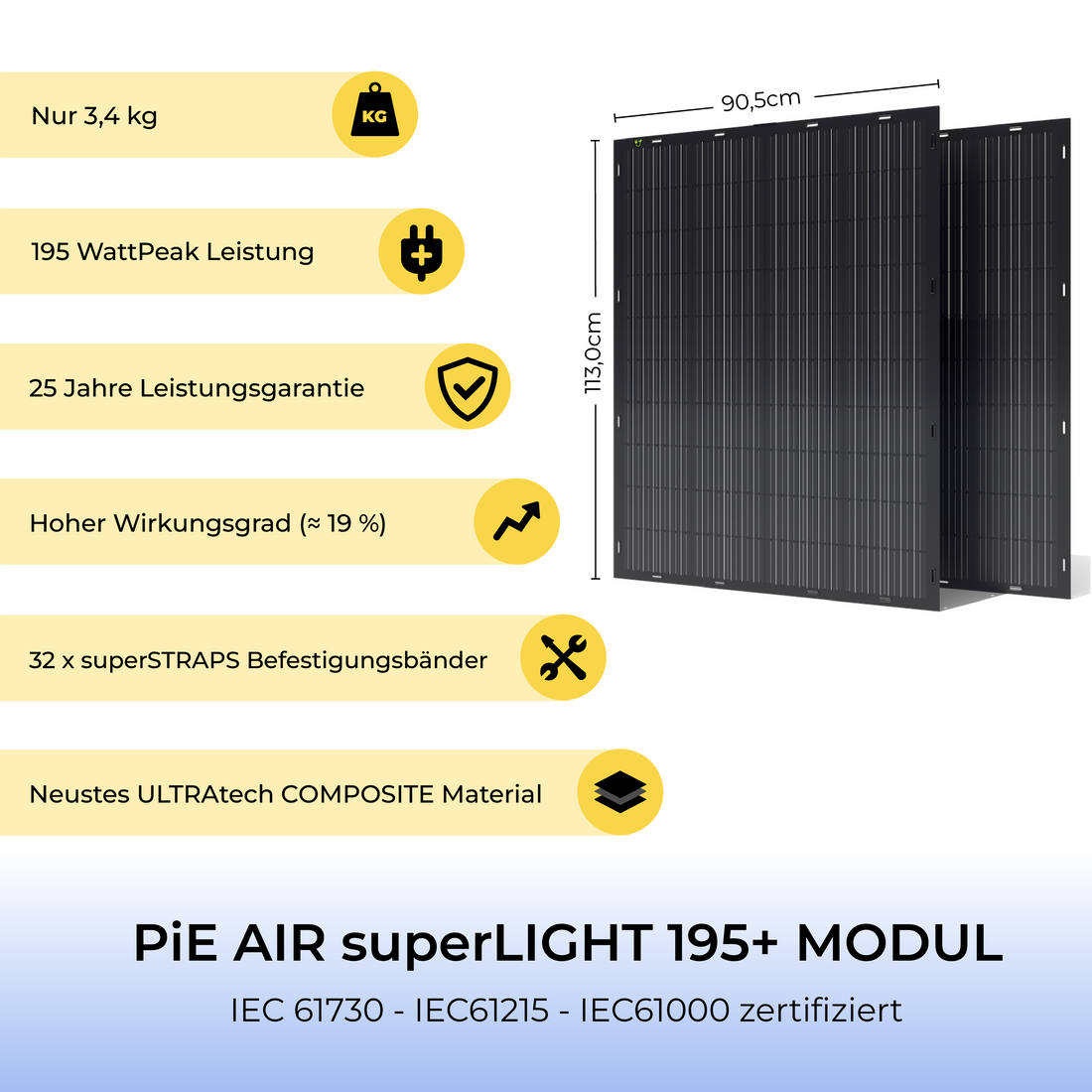 PiE AIR superLIGHT 390 flexible Solarpanel (Single)