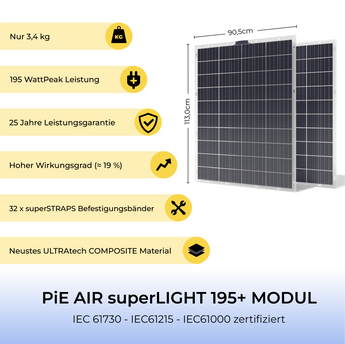 PiE AIR superLIGHT 390 flexible Solarpanel (Single)