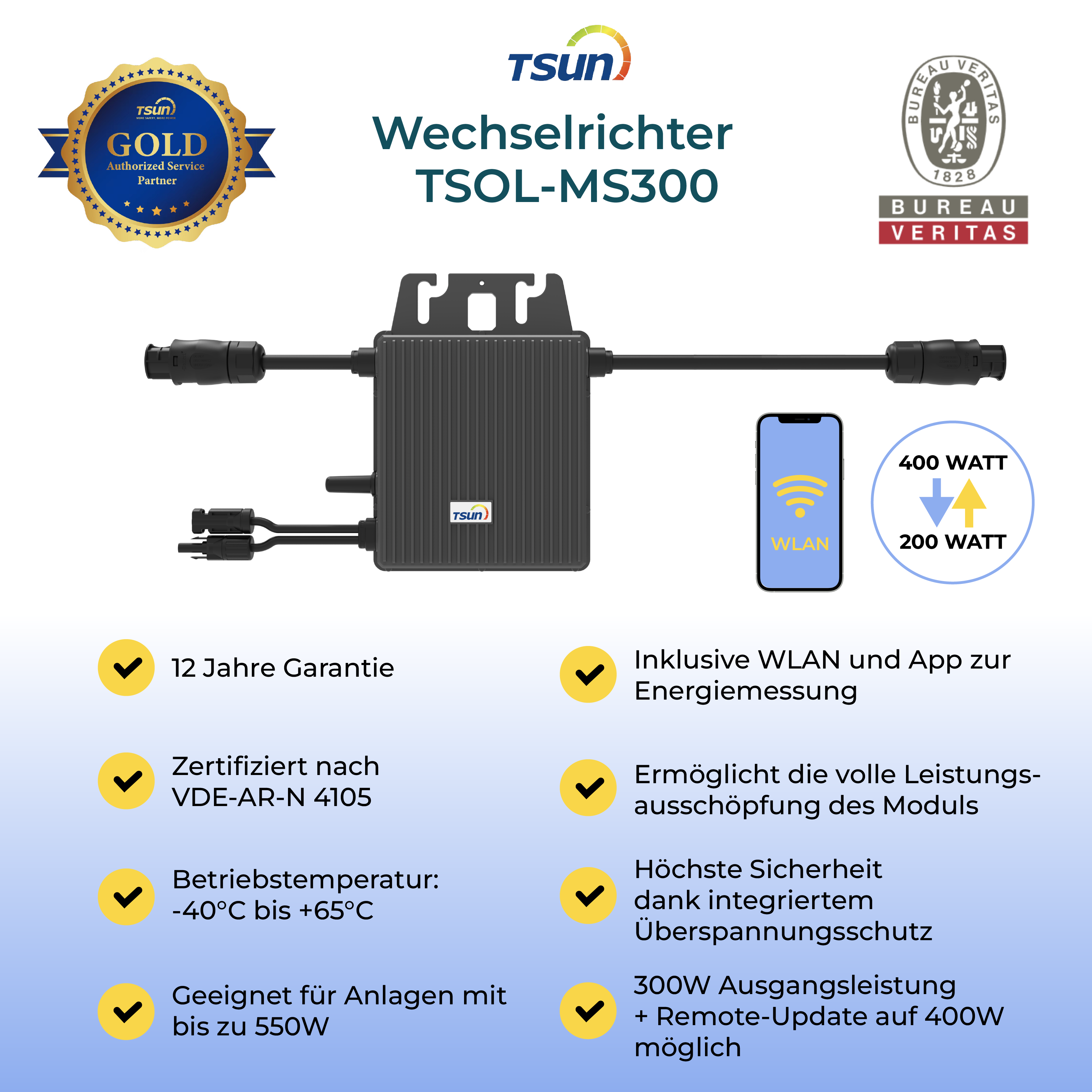 Mikrowechselrichter 300 Watt TSUN TSOL-MS300