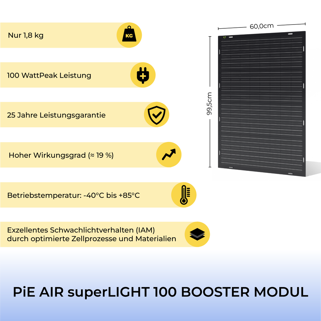 PiE AIR superLIGHT 105 flexible Solarpanel (Single)
